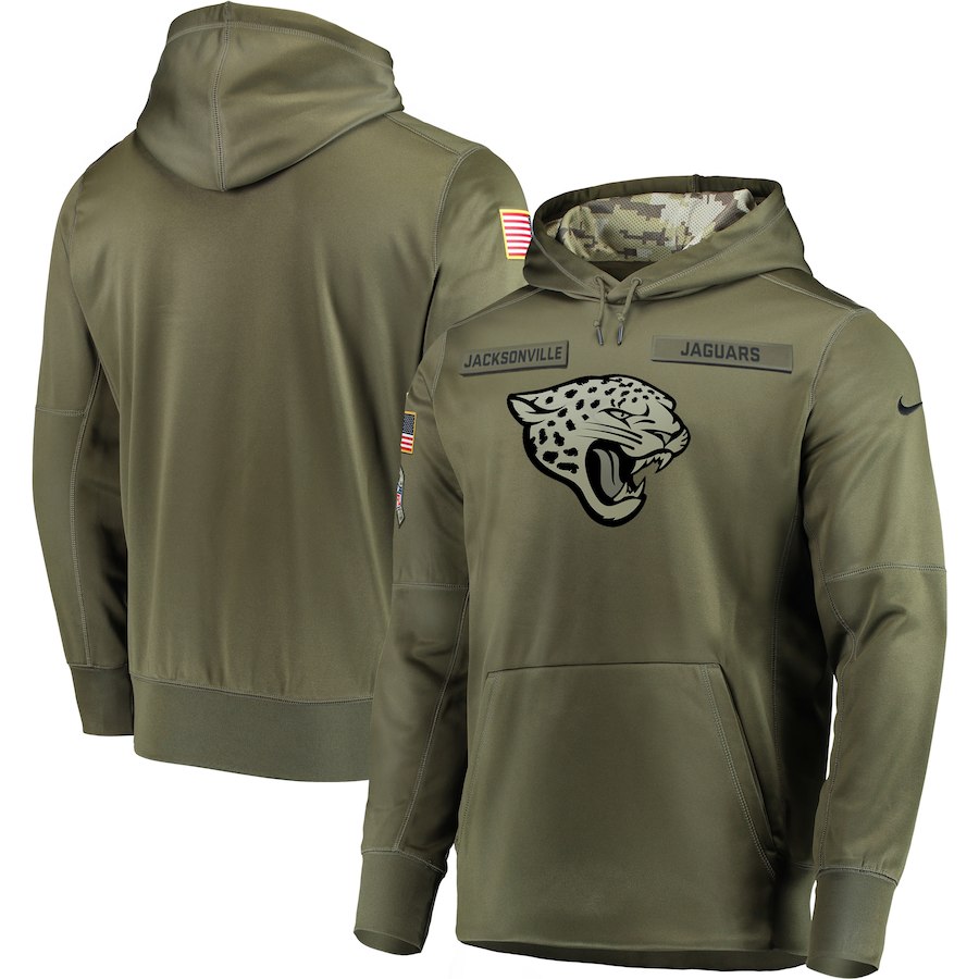 Men Jacksonville Jaguars Nike Olive Salute To Service KO Performance Hoodie Green->jacksonville jaguars->NFL Jersey